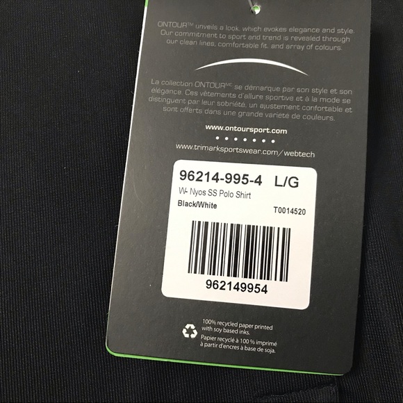 On Tour Women's Golf Polo Shirt Black White Trim - Picture 2 of 6